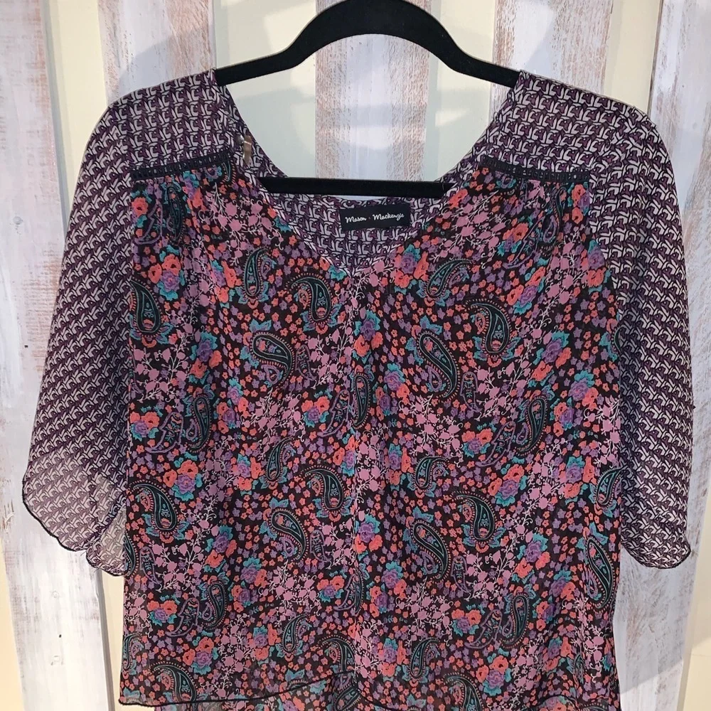 Mason + Mackenzie Sheer Floral Blouse M - Picture 2 of 4